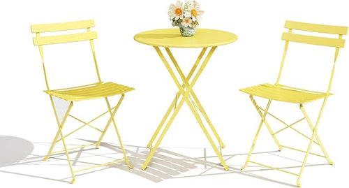 3-Piece Folding Bistro Set, Outdoor Patio Furniture Set by GarveeTech
