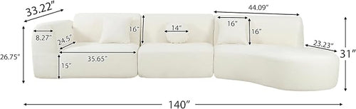 140'' Curved Sectional Sofa Sponge Couch - Image 2