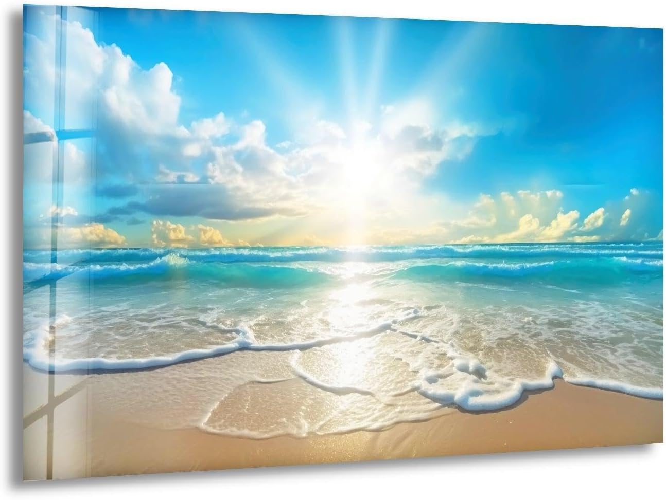 My Photostation.com 28Wx18H'' Beautiful Sunset & Ocean Glass Wall ArtTempered Glass Printing Wall Decor Large Wall Art Wall Hangings