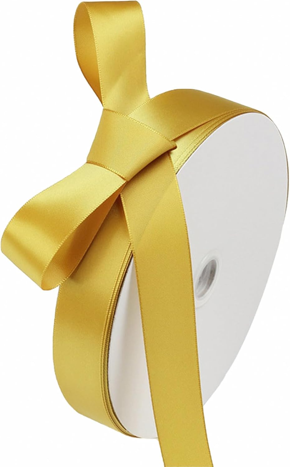 1" x 100 Yards Old Gold Polyester Satin Ribbon Single Faced Bulk Fabric Ribbons for Gift Wrapping, Crafting, Bows Making, Flower Bouquet, Wedding, Home Decor