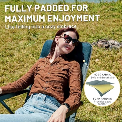 Timber Ridge 3-Level Adjustable Rocking Camping Chair, Ergonomic Padded High - Image 5