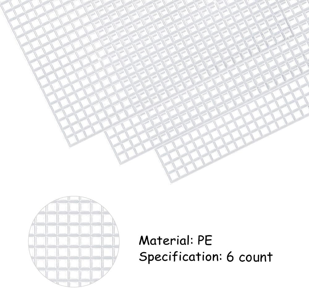 Pllieay 3 Pieces Big Size Mesh Plastic Canvas Sheets for Embroidery, Acrylic Yarn Crafting, Knit and Crochet Projects, 6 Count(19.6 X 13 inch)