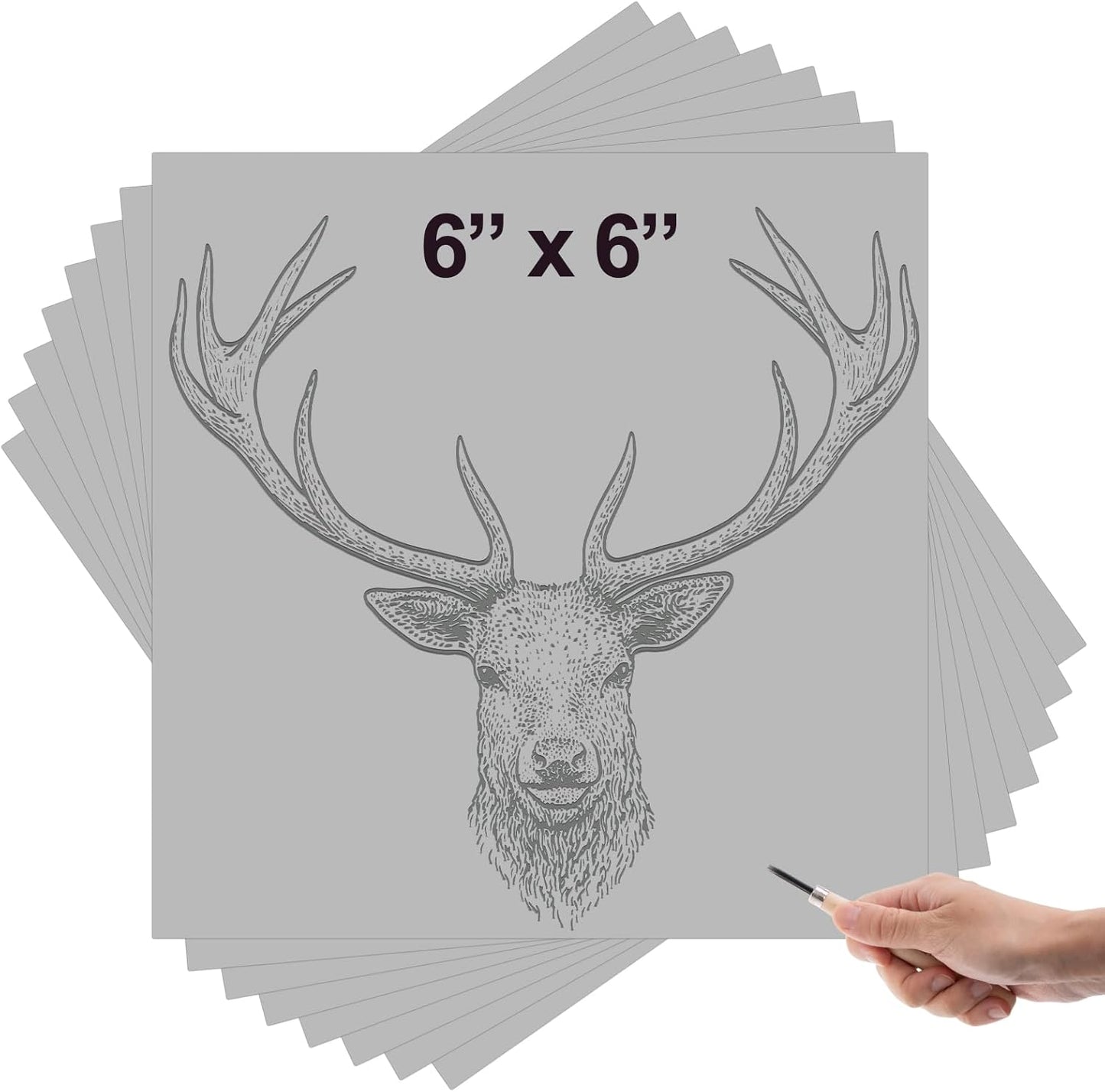 Yeaqee 4 Pcs Linoleum Block Rubber Carving Block Soft Linocut Blocks Large Linoleum Sheet Unmounted Lino Plates for Engraving Art Project Printmaking Artist Studio Supplies (6 x 6 Inch,Gray)
