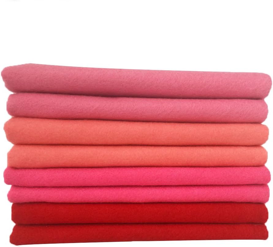 4pcs Thick 1.4mm Soft Felt Fabric Sheet Assorted Color Felt Pack DIY Craft Sewing Squares Nonwoven Patchwork (92x90cm Pink)