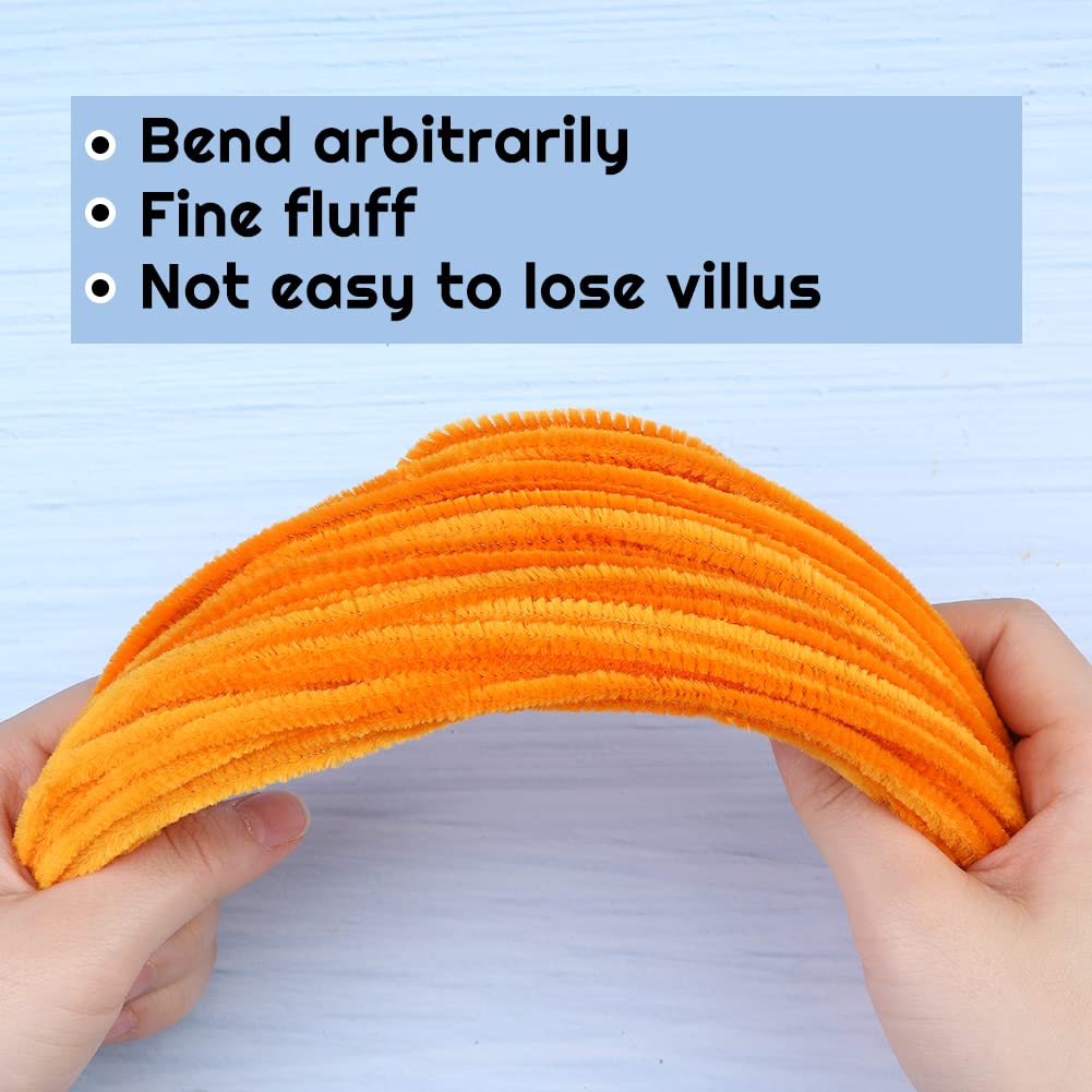 60 PCS Orange Pipe Cleaners, Pipe Cleaners Chenille Stem,Pipe Cleaners Bulk,Art Pipe Cleaners for Creative Home Decoration Supplies and Crafts Project