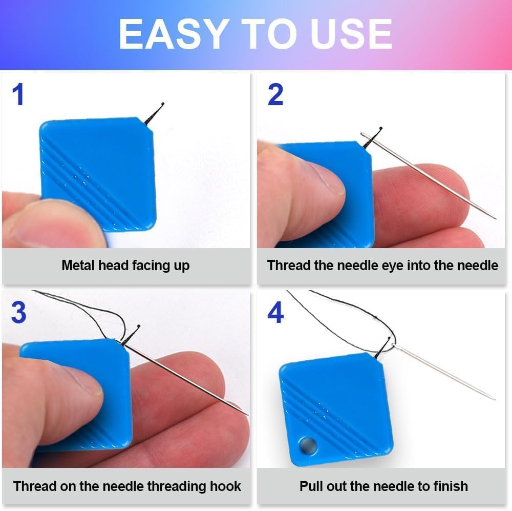 Automatic Needle Threaders for Hand Sewing, 2025 Upgrade Embroidery Floss, Sewing Machine Needle Threader, Sewing Supplies Tool, Fits All Needle Sizes (10, Light Blue)