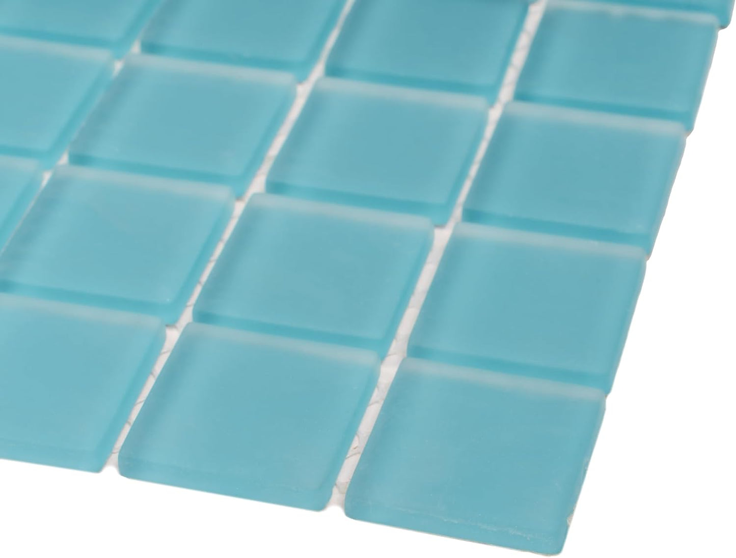 1"x1" Sea Blue Matte Finished Glass Mosaic Tile (9.67 Sq ft- Box of 10 Sheets)