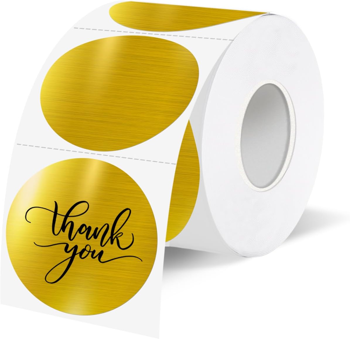 1.5" Holographic Direct Thermal Label Stickers, Round Printable Rainbow Glitter Thermal Printer Sticker Labels for Gift Wrapping, Self-Adhesive DIY Custom Logo Design- Gold