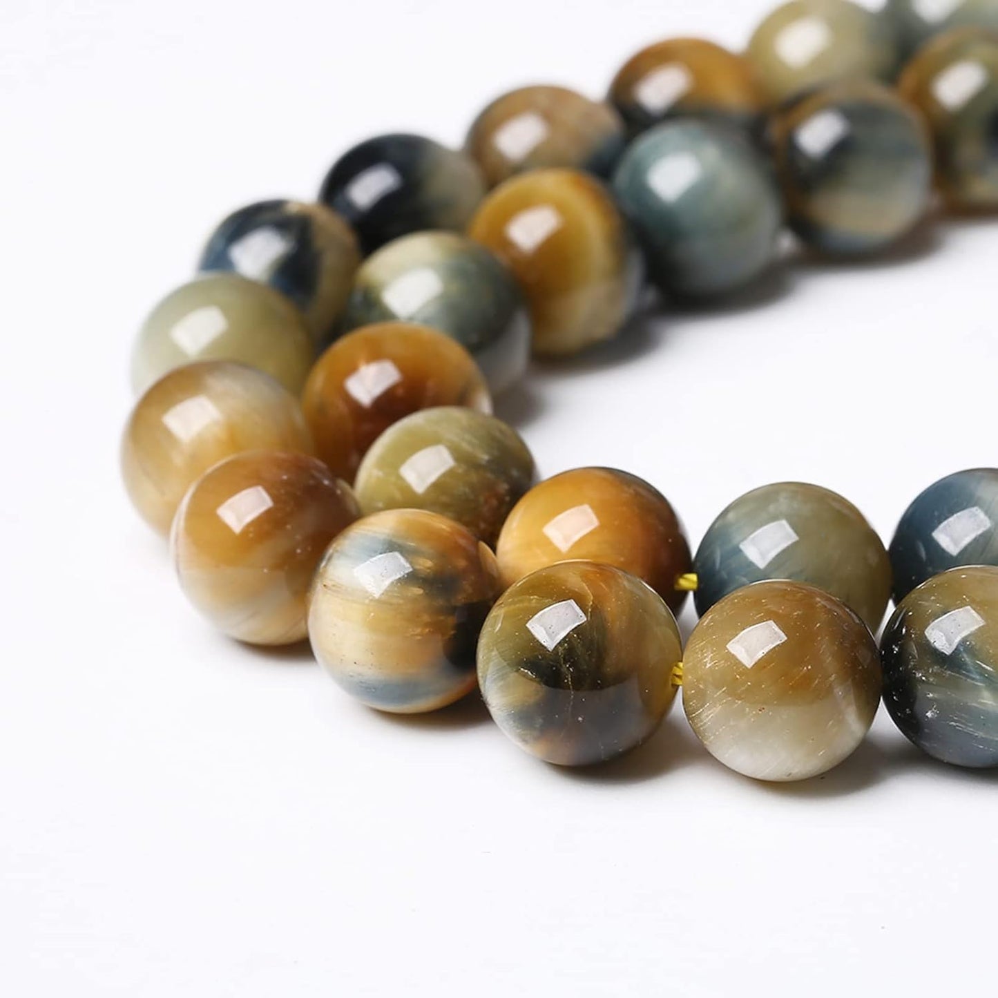 10mm 38Pcs AAAAA Tiger Eye Beads for Jewelry Making - Natural Stone Semi Precious Round Smooth Gemstones Loose Spacer Beads