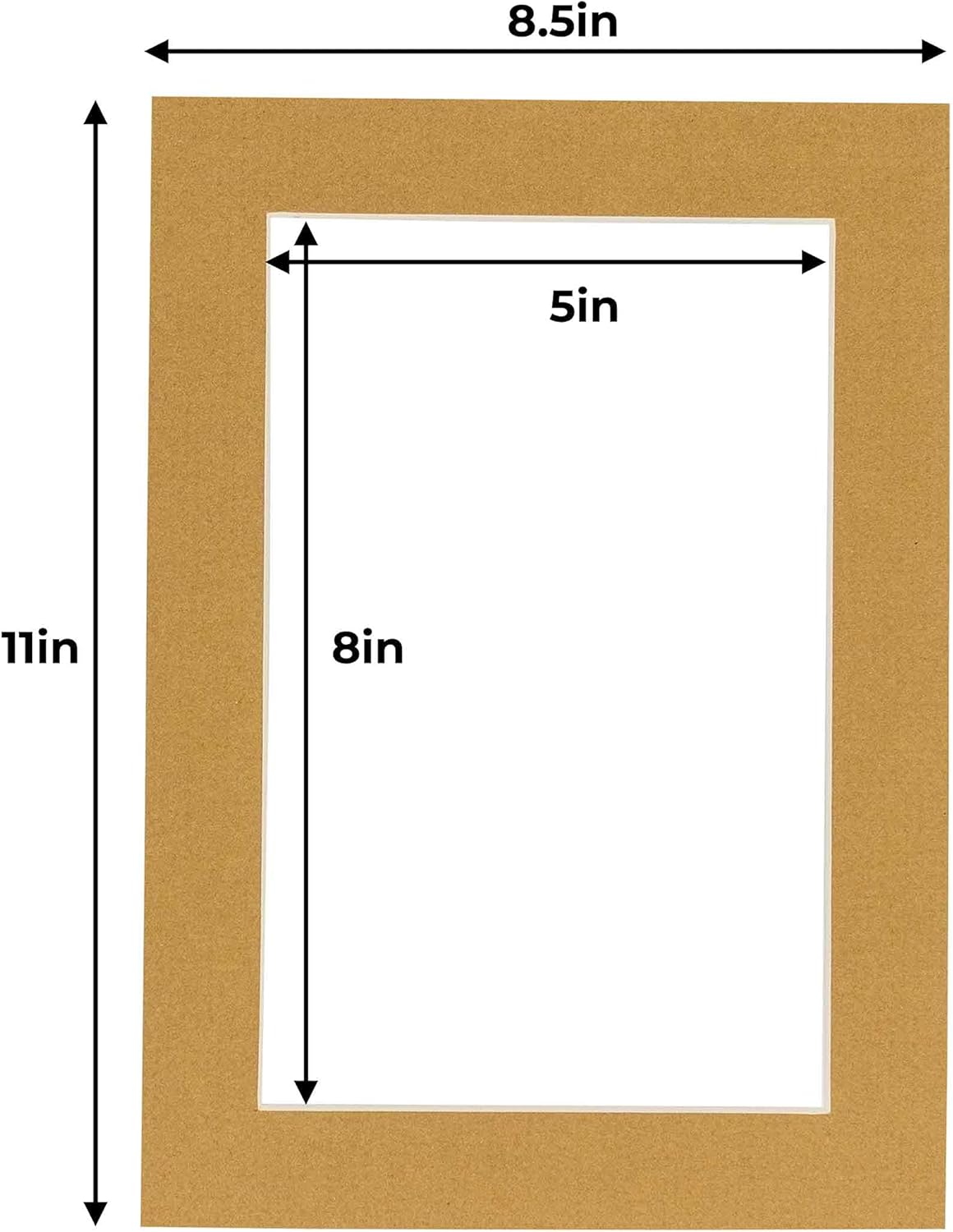 5.5x8.5 Mat for 8.5x11 Frame - Precut Mat Board Acid-Free Show Kit with Backing Board, and Clear Bags Rattan Beige 5.5x8.5 Photo Matte For a 8.5x11 Picture Frame Matboard for Framing, Pack of 1 Mat