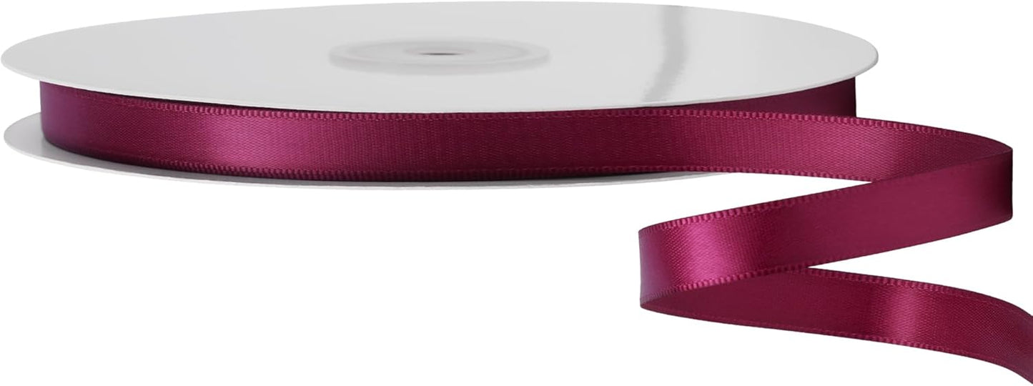 LIUYAXI Burgundy Double Faced Satin Ribbon, 3/8" X Continuous 100 Yards, Ribbons Perfect for Gift Wrapping Bows Bouquet Wedding Decor DIY Craft and More