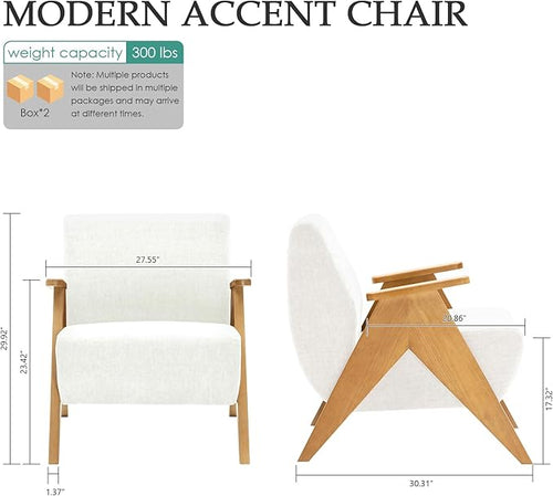 2 Pcs Home Accent Chair Mid Century Modern Accent Chair - Image 2