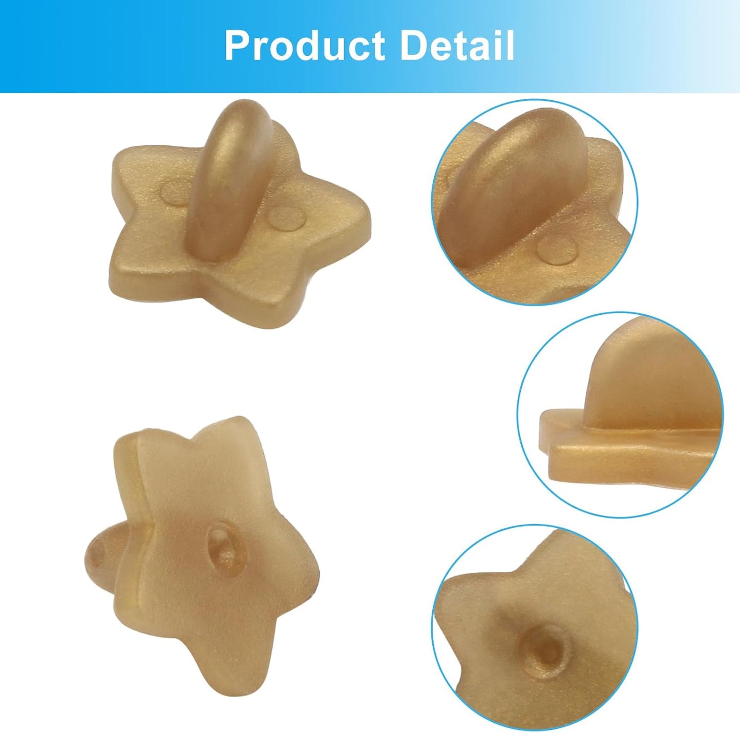 100 Pack Star Shape Rubber Pin Backs, Lapel Pin Backing Locking Pin Keepers, Brooch Holder for Uniform Badge Hat Tie（Gold）