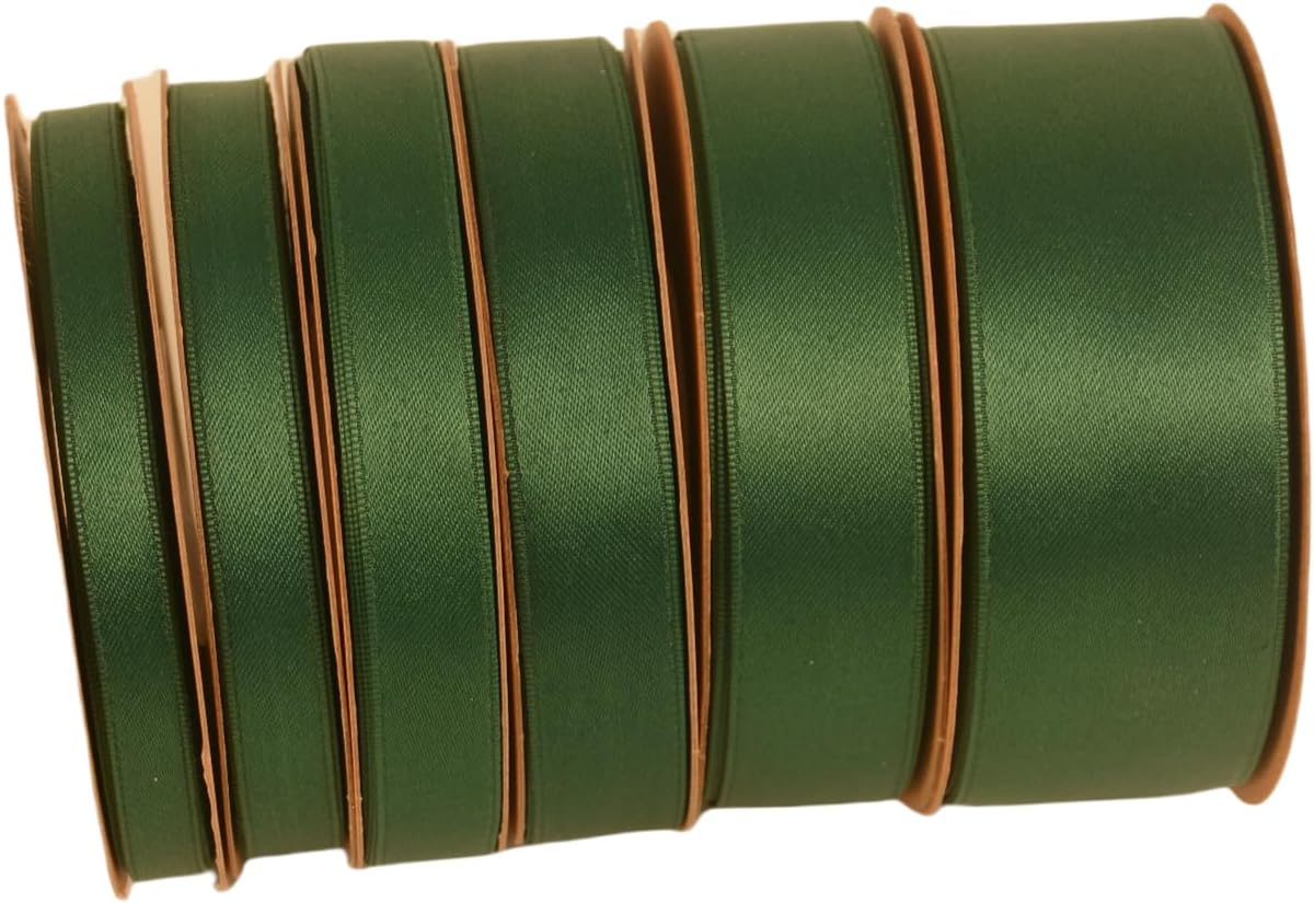 Double Side Satin Ribbon, Continuous 20 Yards,Use for Craft Bows Bouquet, Gift Wrapping, Wedding Decoration, Floral Arrangement (Dark Green, 5/8 inch)