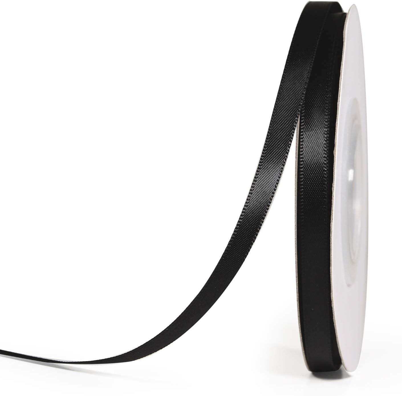 YAMA Black Double Faced Satin Ribbon 1/4 Inch 25 Yards Thin Black Ribbon for Gift Wrapping Crafts Bows Wedding Party Decoration