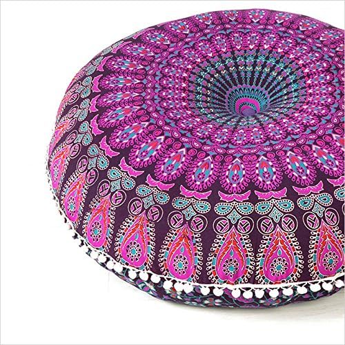 32" Purple Pink Mandala Floor Pillow Cover Meditation Cushion Seating Throw by EyesofIndia