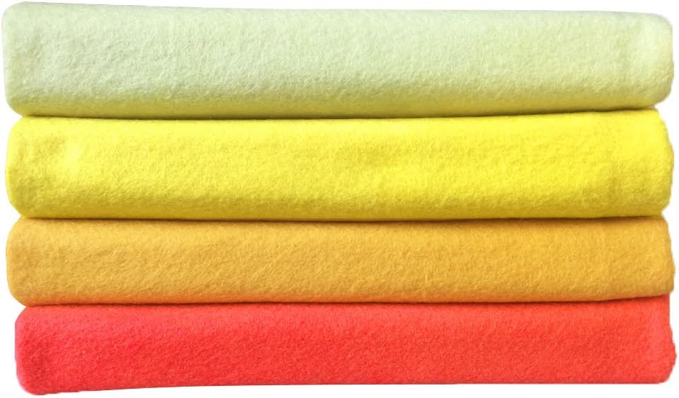 4pcs Thick 1.4mm Soft Felt Fabric Sheet Assorted Color Felt Pack DIY Craft Sewing Squares Nonwoven Patchwork (92x90cm Yellow)