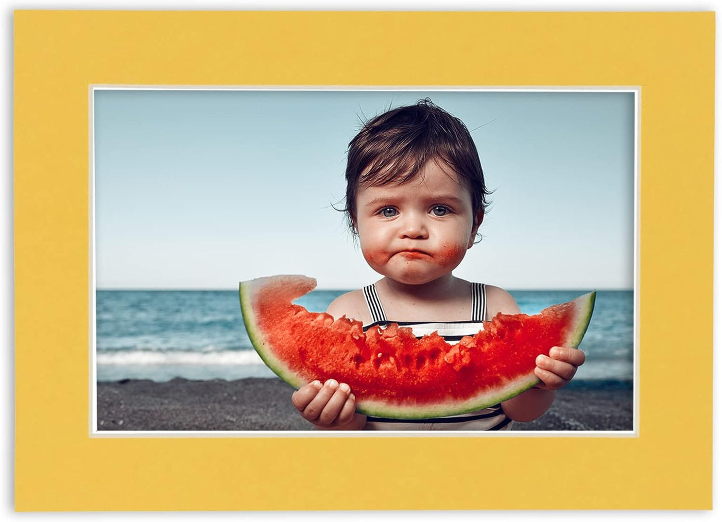 Pack of TEN 8x10 Mats Bevel Cut for 6x8 Photos - Acid Free Chamois Yellow Precut Matboards For Pictures, Photos, Framing - 4-ply Thickness