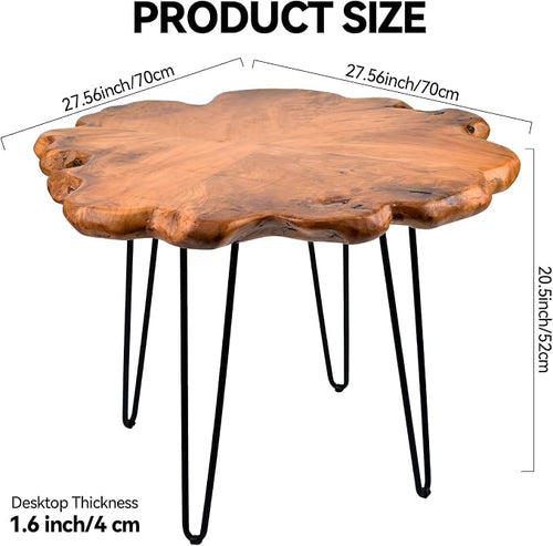 27.5 Inch Live Edge Side Table, Wood Small End Table - Image 2
