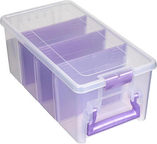 ArtBin Semi Satchel Portable Craft Organizer with 3 Dividers - Clear Plastic Storage Case for Art & Craft Supplies