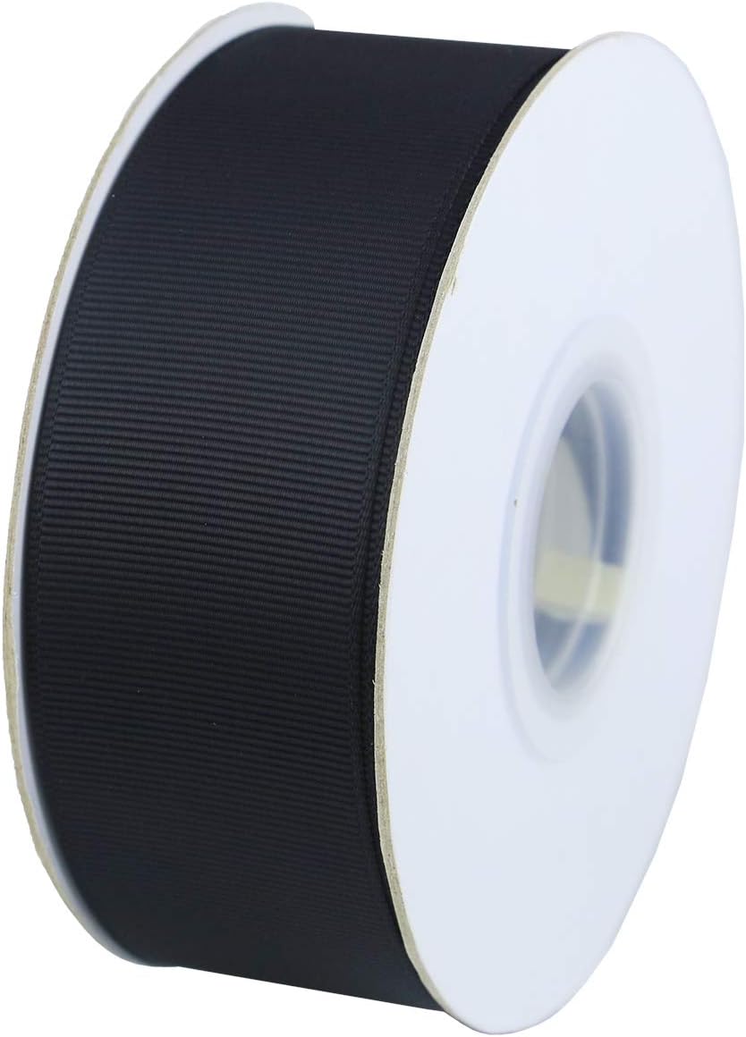 ITIsparkle 11/2" Inch Grosgrain Ribbon 25 Yards-Roll Set for Gift Wrapping Cake Decoration Party Favor Hair Braids Hair Bow Baby Shower Decoration Floral Arrangement Craft Supplies, Black Ribbon