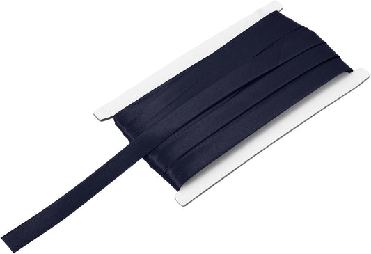 MECCANIXITY Double Fold Bias Tape for Sewing 5/8 Inch x 12 Yards Satin Pre-fold Continuous Binding Tape for Seaming Quilting Hemming Binding DIY Crafts, Navy Blue