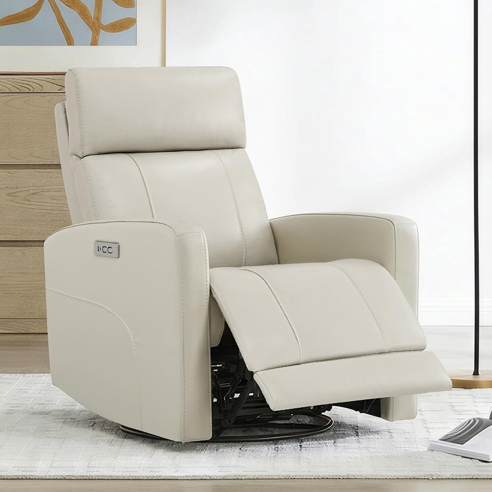 CHITA Genuine Leather Power Recliner Chair, Swivel Glider - Image 2