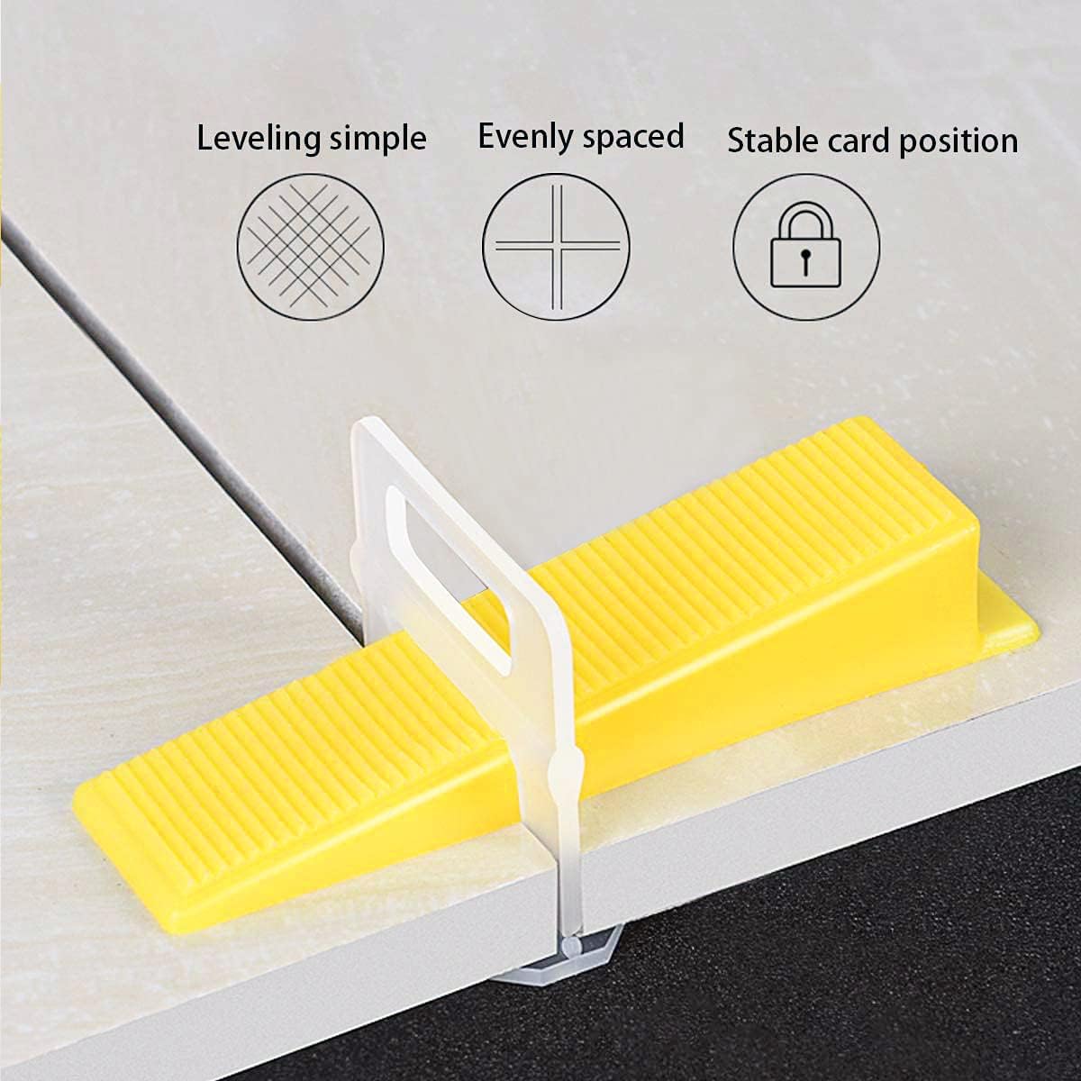 500 Pcs Reusable Leveling Wedges,Reusable Tile Leveling System Wedges for 1/8" Spacers,1/16" Spacers,1/32" Spacersand Tile Leveling System Kit,for Tile Leveler Installation(500yellow Reusable Wedges)