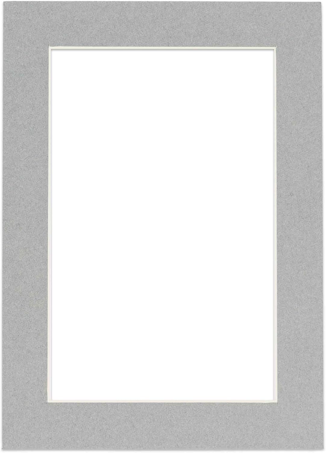 Pack of TEN 8x10 Mats Bevel Cut for 5x8 Photos - Acid Free Mid Grey Precut Matboards For Pictures, Photos, Framing - 4-ply Thickness