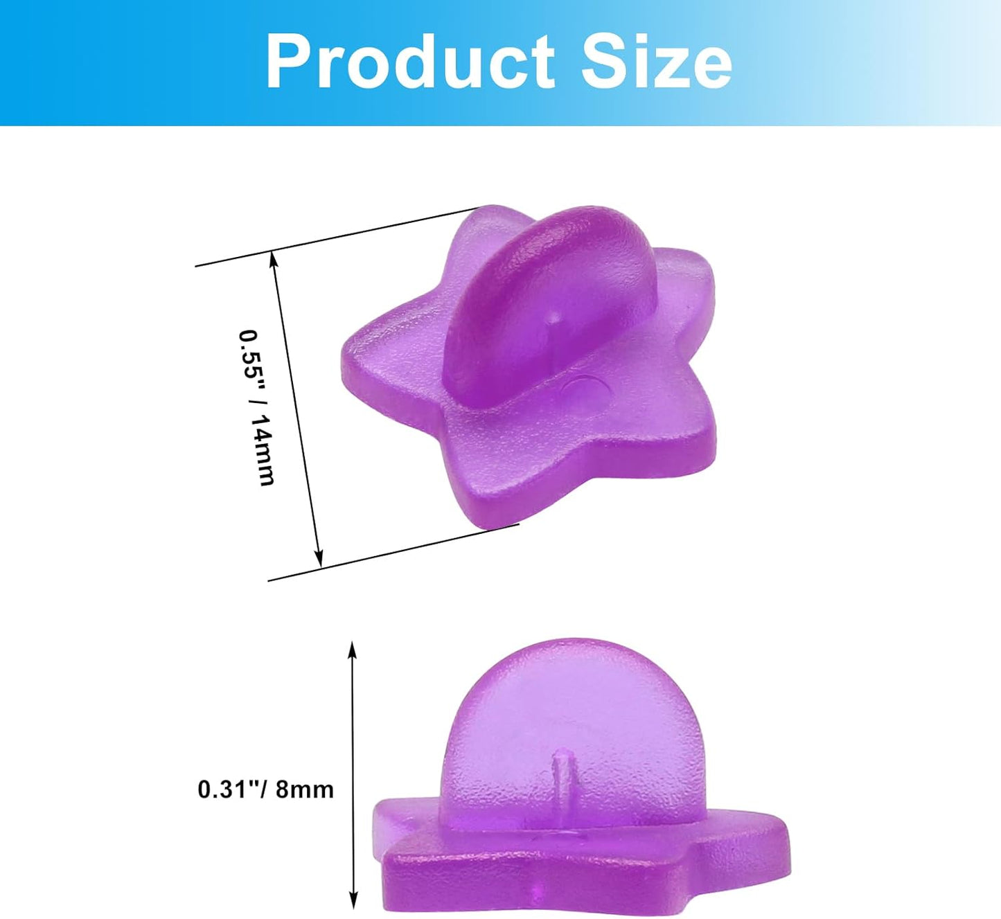 100 Pack Star Shape Rubber Pin Backs, Lapel Pin Backing Locking Pin Keepers, Brooch Holder for Uniform Badge Hat Tie（Purple）