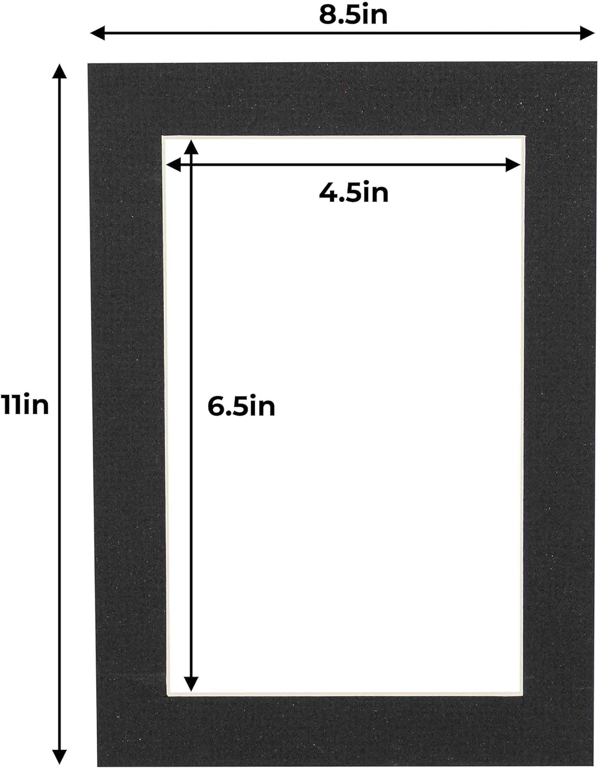 5x7 Mat for 8.5x11 Frame - Precut Mat Board Acid-Free Show Kit with Backing Board, and Clear Bags Textured Black 5x7 Photo Matte For a 8.5x11 Picture Frame Matboard for Framing, Pack of 25 Mats