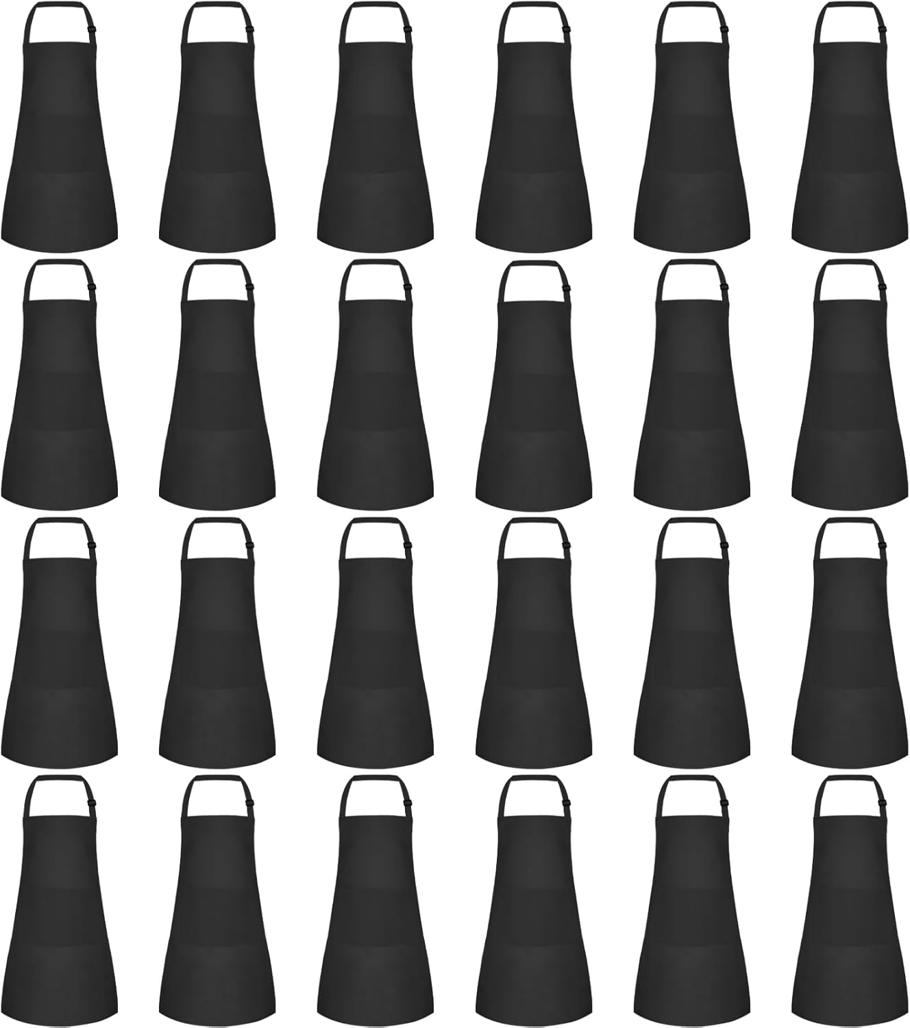 24 Pack Kids Apron Bulk with 2 Pockets Adjustable Chef Art Apron Kids Painting Aprons for Cooking Baking Painting Crafting Grilling Activity（Black）