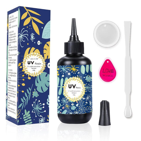 Crystal Clear Hard UV Resin Upgraded Formula Ultraviolet Fast Curing for Jewelry Making Craft Decoration, Hard Transparent Glue Solar Cure Sunlight Activated Resin (100g)