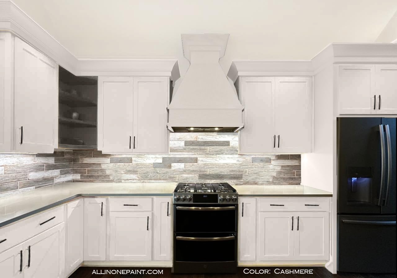 ALL-IN-ONE Paint, Durable cabinet and furniture paint. Built in primer and top coat, no sanding needed. Includes our 30 featured color card - Cashmere (true white), 8oz Sample