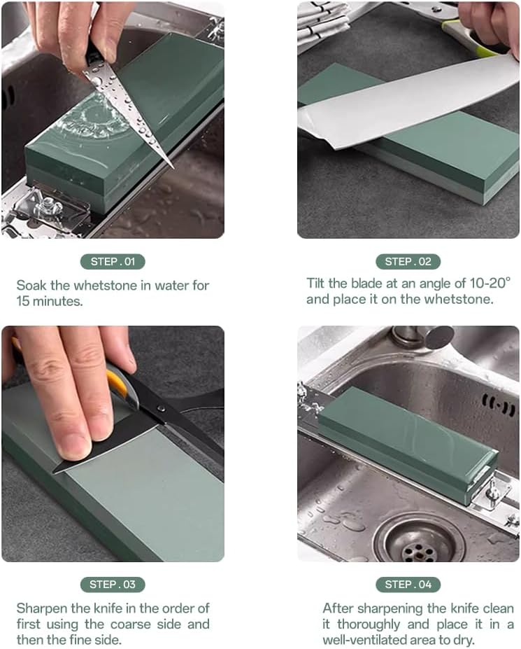 YKLP Knife Sharpening Stone,Whetstone Set Kitchen Knife Sharpener Stone 2 Side 180/320 Grit,Wet Stones for Sharpening Chisel Blades, Knives, Scissor Blades