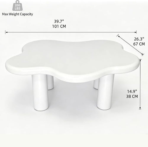 40" Cloud Coffee Table with 4 Round Table Legs, Modern Irregular Center Table - Image 2