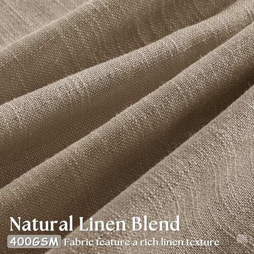 Farmhouse Semi Sheer Light Brown Pinch Pleat Linen Curtains 112 Inches Long - Image 3