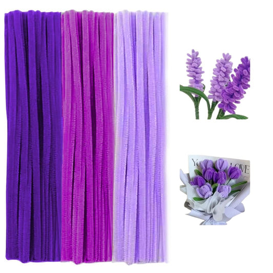 300 Pieces Pipe Cleaners Chenille Stem, 3 Pastel Candy Color Pipe Cleaners Set for Pipe Cleaners DIY Arts Crafts Decorations, Chenille Stems Pipe Cleaners (Purple)