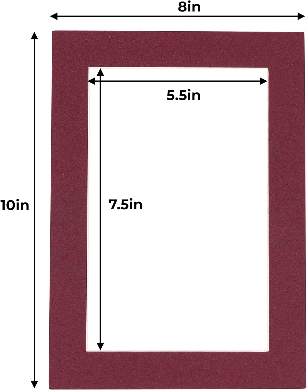 8x10 Mat for 6x8 Photo - Precut Maroon Picture Matboard for Frames Measuring 8 x 10 Inches - Bevel Cut Matte to Display Art Measuring 6 x 8 Inches - Acid Free ONE MAT with Backing Board & Clear Bag