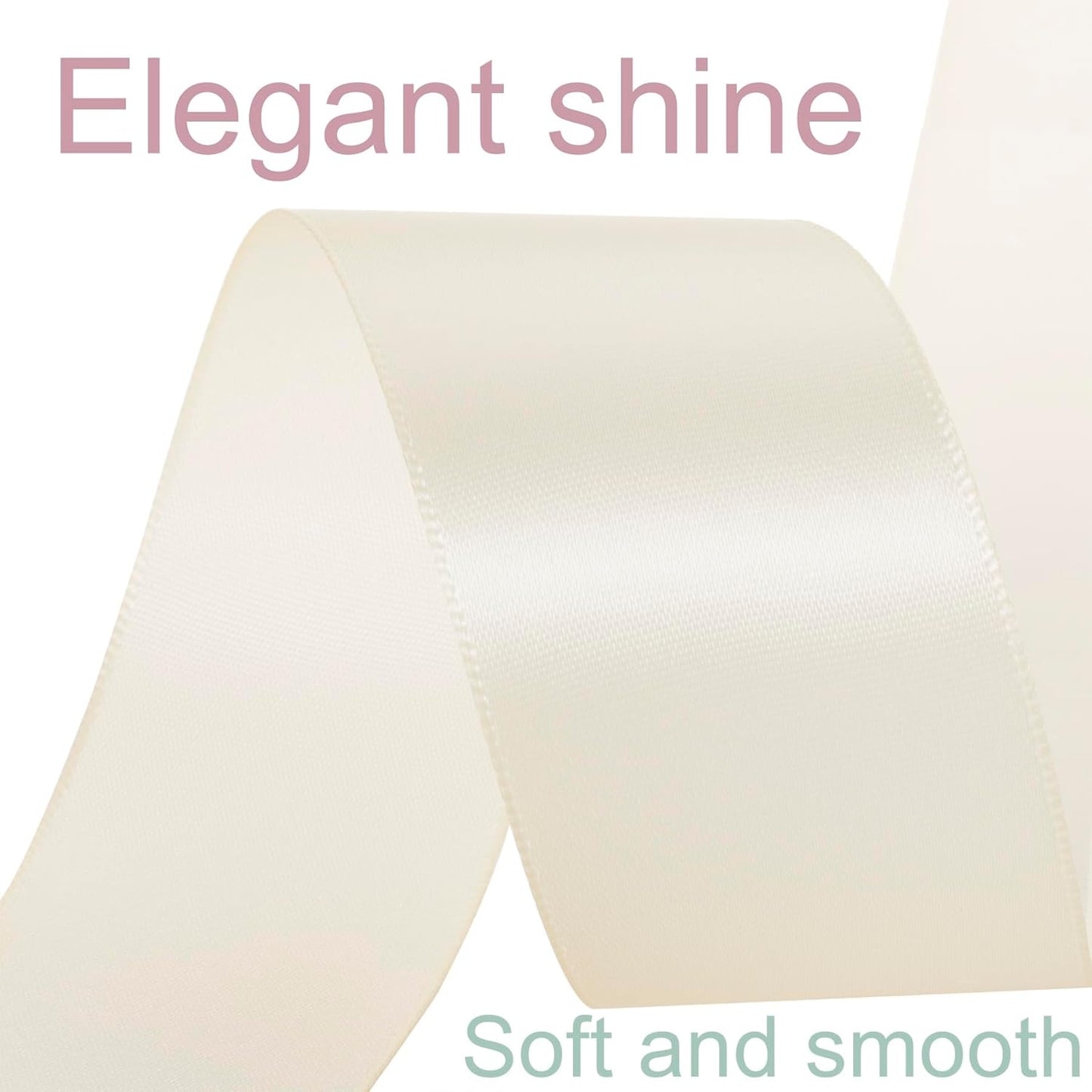 1-1/2 Inch Ivory Ribbon, 50 Yards Craft Polyester Satin Ribbon Perfect for Gift Wrapping, Handmade Roses, Wedding Party Decorations and DIY Crafts