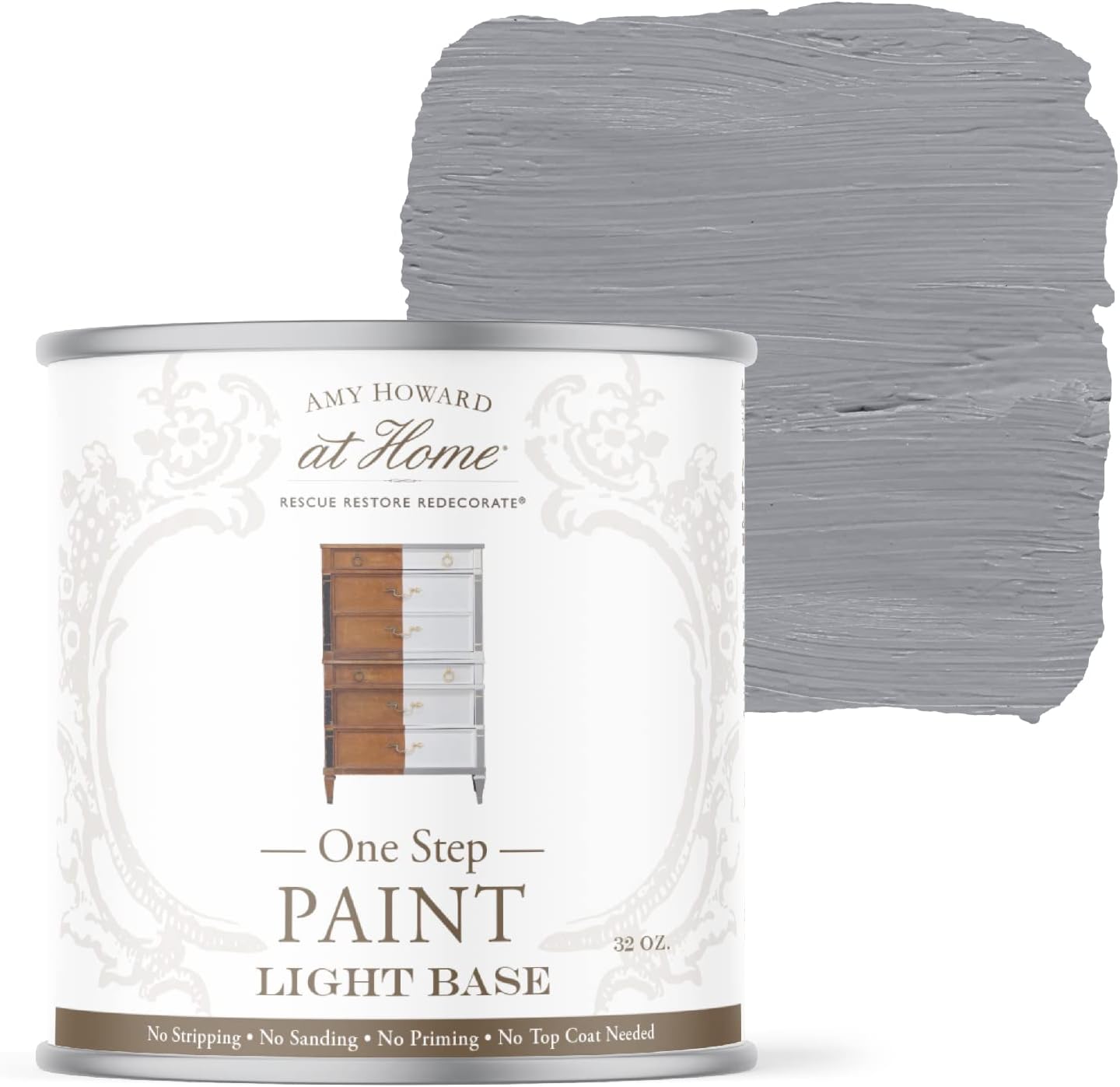 AMY HOWARD AT HOME Chalk-Based One Step Paint for Furniture, Cabinetry, Decor, Finish, and More | No Stripping, Sanding, or Priming | Light Base | 16 Ounce | Atelier