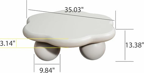 35" Cloud Coffee Table with 3 Ball Legs, Modern Minimalist Petal Center Table - Image 2