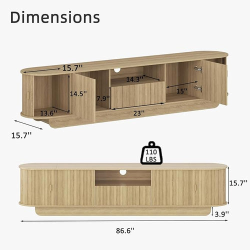 86.61'' Tambour TV Stand for 55-85 Inch, Modern Entertainment Center - Image 2