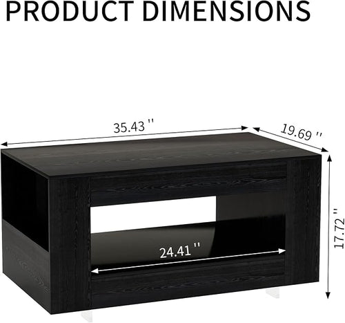 35" Wood Coffee Table for Living Room, Sides Storage - Image 2