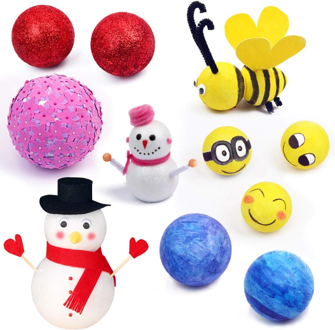 Crafare 15pc 3 Inch Craft Foam Balls Polystyrene Arts Decoration Balls for Holiday Christmas Household School Modeling Science Projects