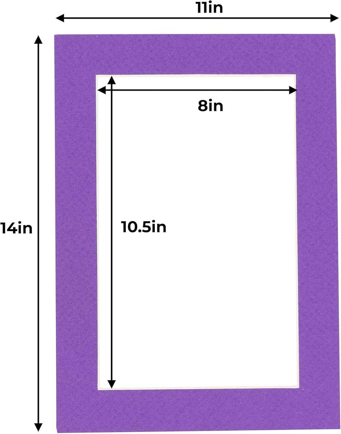 11x14 Mat for 8.5x11 Photo - Precut Purple Picture Matboard for Frames 11 x 14 Inches - Bevel Cut Matte to Display Art 8.5 x 11 Inches - Acid Free Pack of 10 MATS with Backing Boards & Clear Bags