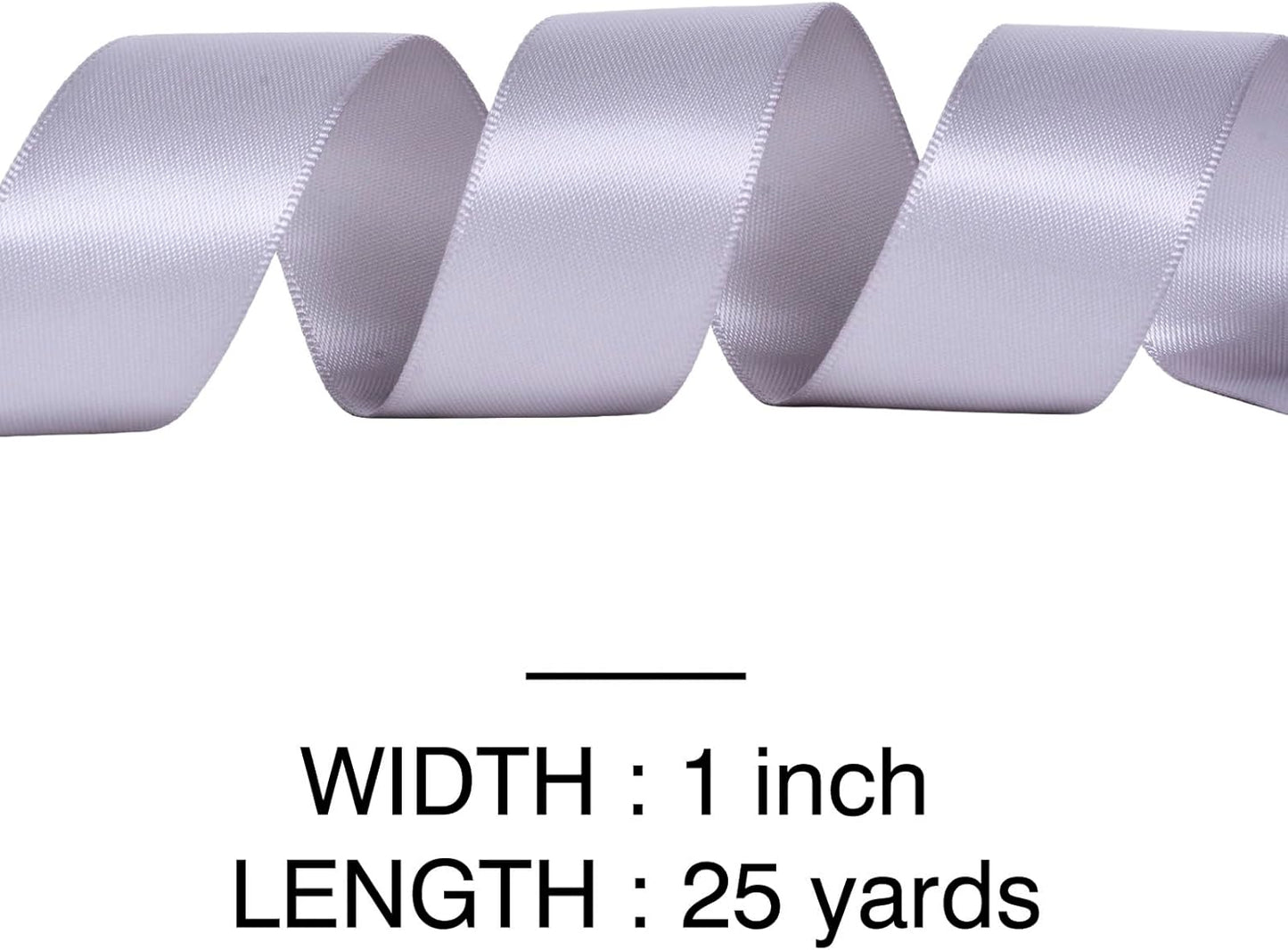 YAMA Silver Double Faced Satin Ribbon, 1 Inch 25 Yards, Great for Crafts Bows Flower Bouquet Wedding Home Decor Gift Wrapping