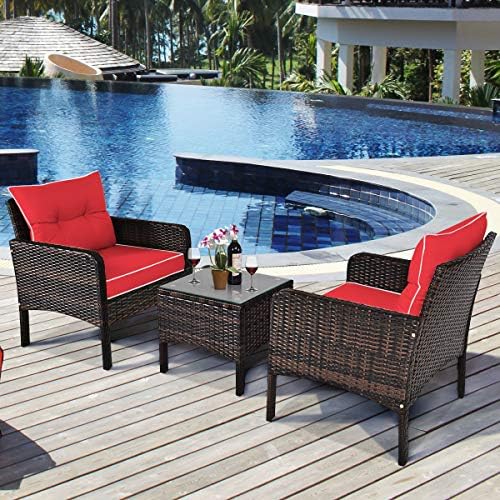 Tangkula 3 Piece Outdoor Patio Furniture Set, Wicker Chairs Set - Image 4