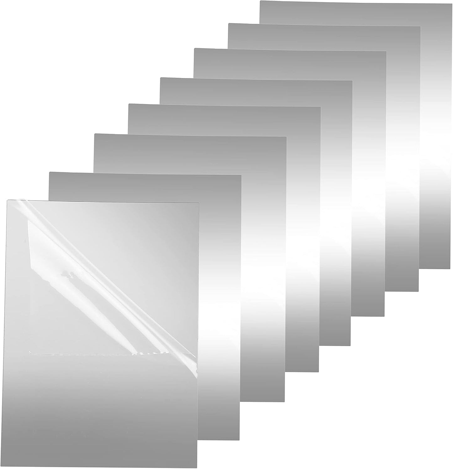 Adhesive Mirror Sheet 6 x 9 Inches Flexible Mirrors Sheets (8 Pack) | Non-Glass Self Adhesive Stick on Mirror Tiles | Cut Mirror Paper to Size, Peel and Stick, Great for Crafts and Mirror Wall