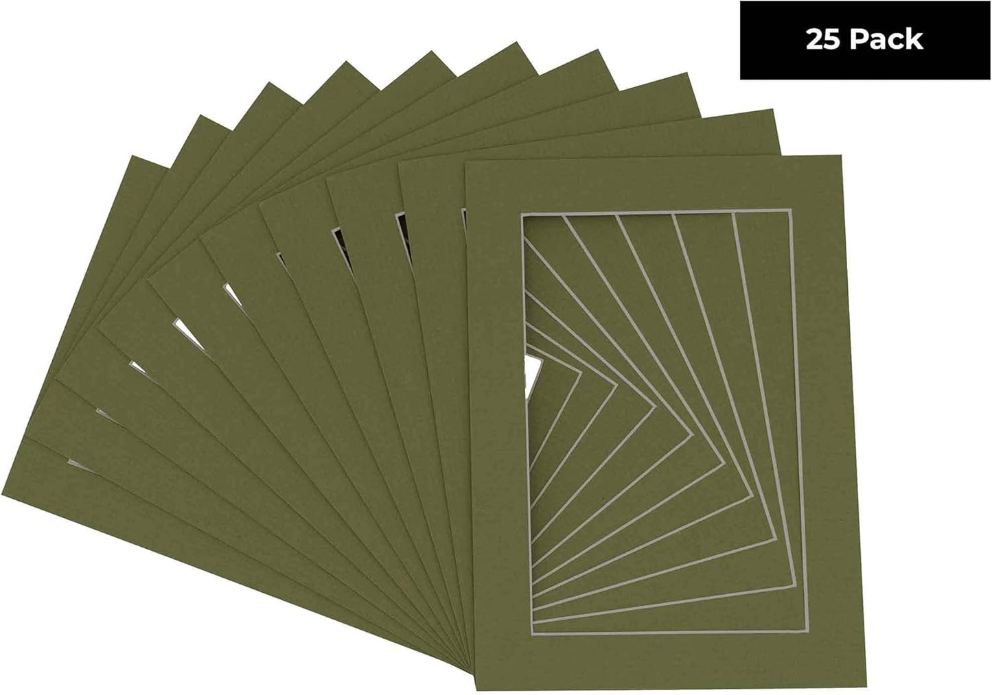 5x7 Mat for 8.5x11 Frame - Precut Mat Board Acid-Free Show Kit with Backing Board, and Clear Bags Dill Green 5x7 Photo Matte Made to Fit a 8.5x11 Picture Frame Matboard for Framing, Pack of 25 Mats